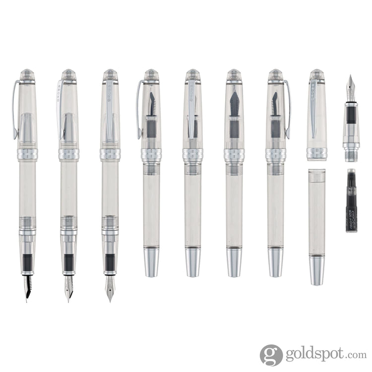 Cross Bailey Light Fountain Pen in Translucent Clear Resin with Chrome Trim - Extra Fine Point Fountain Pen