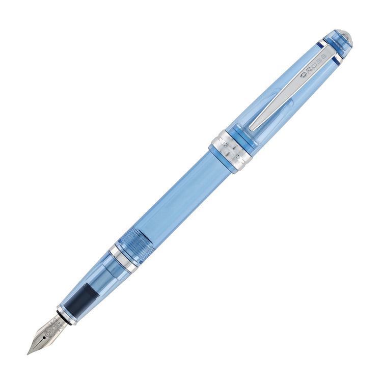 Cross Bailey Light Fountain Pen in Translucent Navy Blue Resin with Chrome Trim - Extra Fine Point Fountain Pen
