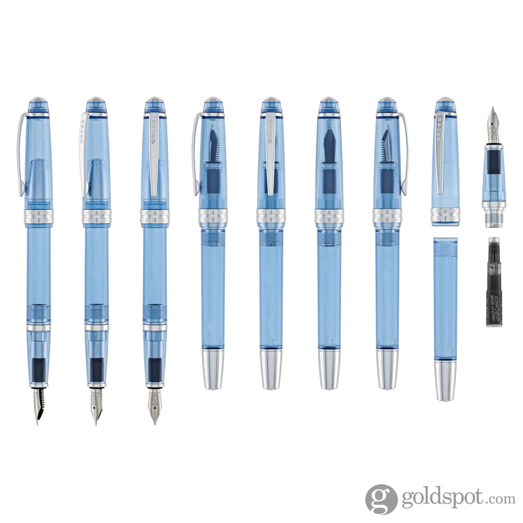 Cross Bailey Light Fountain Pen in Translucent Navy Blue Resin with Chrome Trim - Extra Fine Point Fountain Pen
