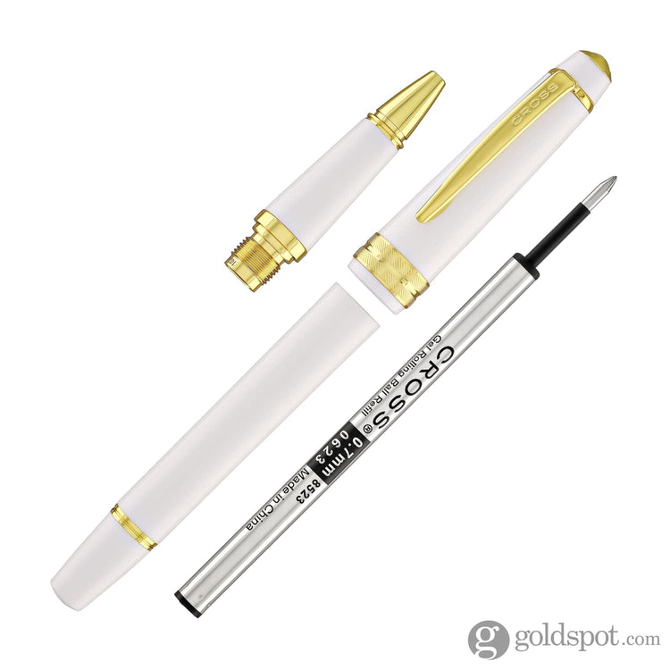 Cross Bailey Light Rollerball Pen in Glossy White Resin with Gold Trim Rollerball Pen