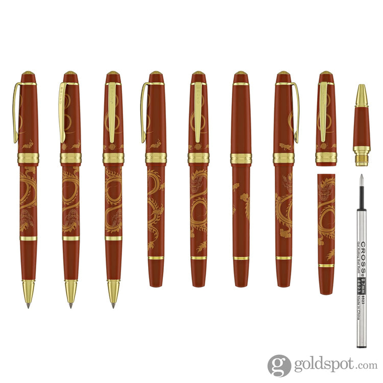 Cross Bailey Light Year of the Dragon Selectip Rollerball Pen in Polished Amber Resin and Gold Tone Rollerball Pens