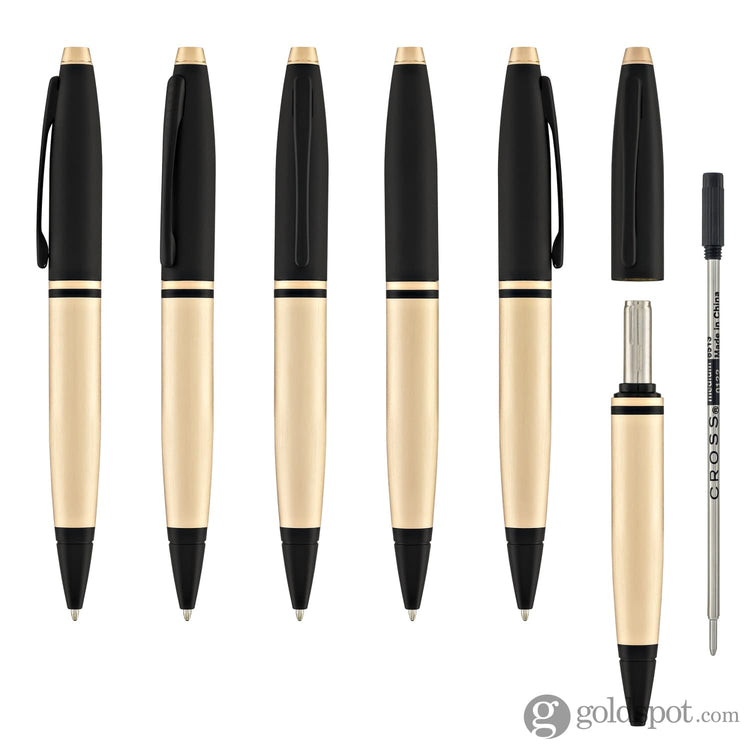 Cross Calais Ballpoint Pen in Brushed Rose Gold with Black Trim Pens