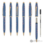 Cross Century II Cherry Blossom Ballpoint Pen in Translucent Blue Lacquer with Polished Rose Gold PVD Ballpoint Pens