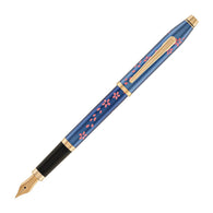 Cross Century II Cherry Blossom Fountain Pen in Translucent Blue with Polished Rose Gold Trim