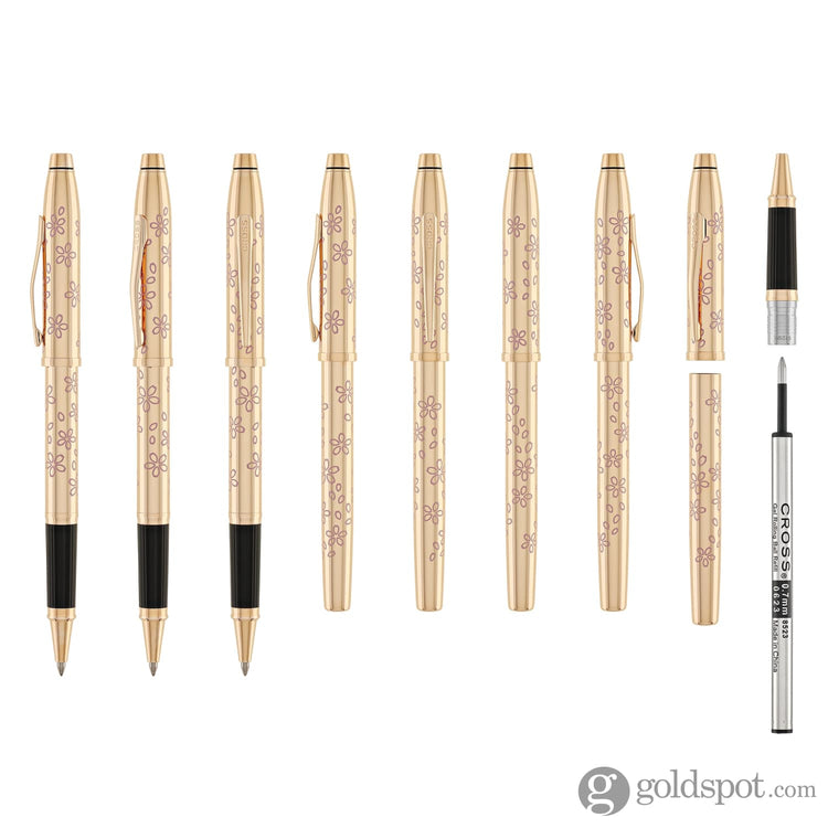 Cross Century II Cherry Blossom Selectip Rollerball Pen in Rose Gold Plated with Rose Gold Trim Rollerball Pen