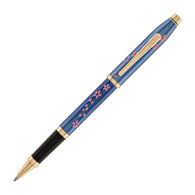 Cross Century II Cherry Blossom Selectip Rollerball Pen in Translucent Blue with Rose Gold Trim