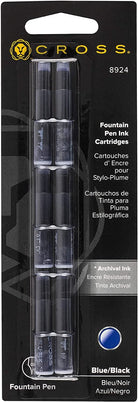 Cross Ink Cartridges in Black/Blue - Pack of 6 Fountain Pen Cartridges