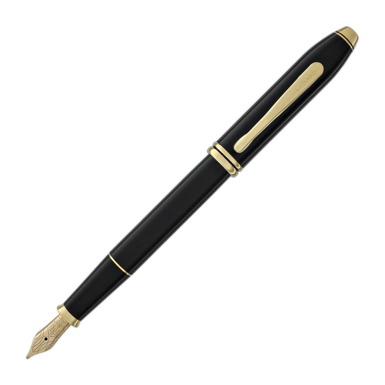 Cross Townsend Fountain Pen in Black Lacquer - 18kt Gold