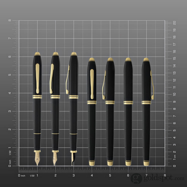 Cross Townsend Fountain Pen in Black Lacquer - 18kt Gold