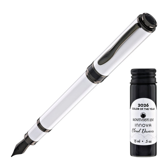 Monteverde Innova Fountain Pen in 2026 Cloud Dancer in Gunmetal Trim - Limited Edition