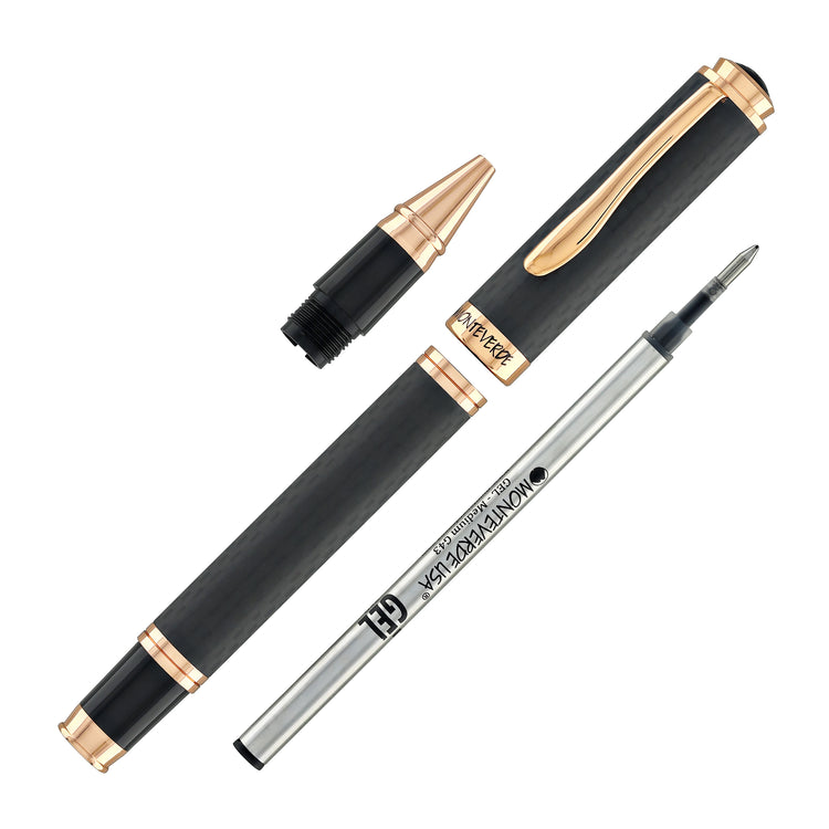 Monteverde Innova Rollerball Pen in Matte Carbon with Rosegold Trim