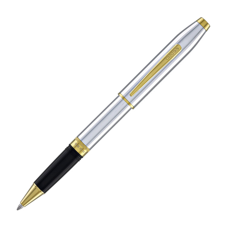 Cross Foundry Rollerball Pen in Polished Chrome with PVD Gold Appointments