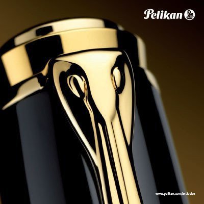Pelikan Souveran M1000 Fountain Pen in Black & Green - 18K Gold Medium Point