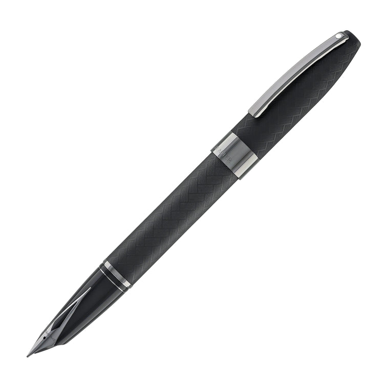 Sheaffer Legacy Chevron Fountain Pen in Matte Black with PVD Gunmetal