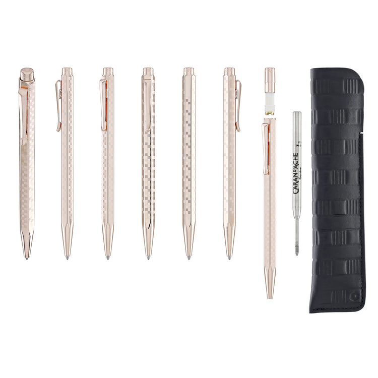 Caran d'Ache Ecridor Ballpoint Pen in Damier with Leather Case - Special Edition Gift Box
