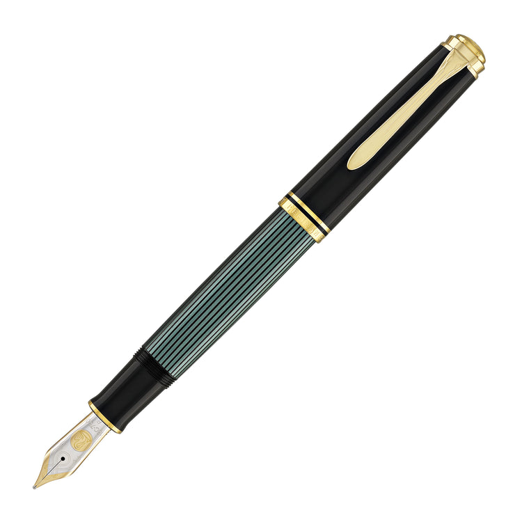 Pelikan Souveran M1000 Fountain Pen in Black & Green - 18K Gold