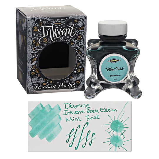 Diamine Inkvent Black Edition Chameleon & Shimmer Bottled Ink in Mint Twist - 50 mL
