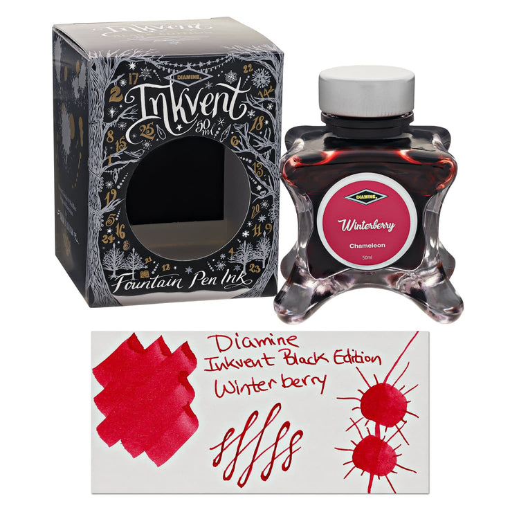 Diamine Inkvent Black Edition Chameleon & Shimmer Bottled Ink in Winter Berry - 50 mL Bottled Ink