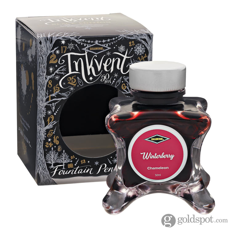 Diamine Inkvent Black Edition Chameleon & Shimmer Bottled Ink in Winter Berry - 50 mL Bottled Ink