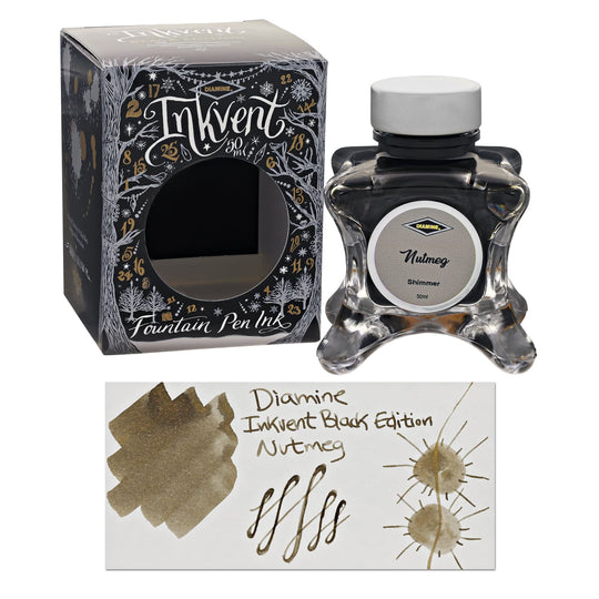 Diamine Inkvent Black Edition Shimmer Bottled Ink in Nutmeg - 50 mL