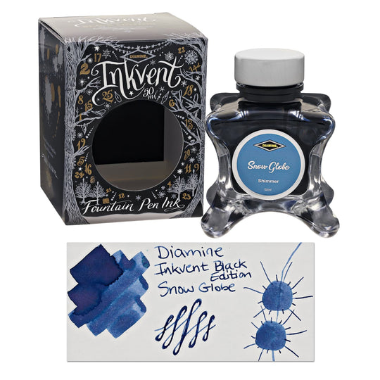 Diamine Inkvent Black Edition Shimmer Bottled Ink in Snow Globe - 50 mL