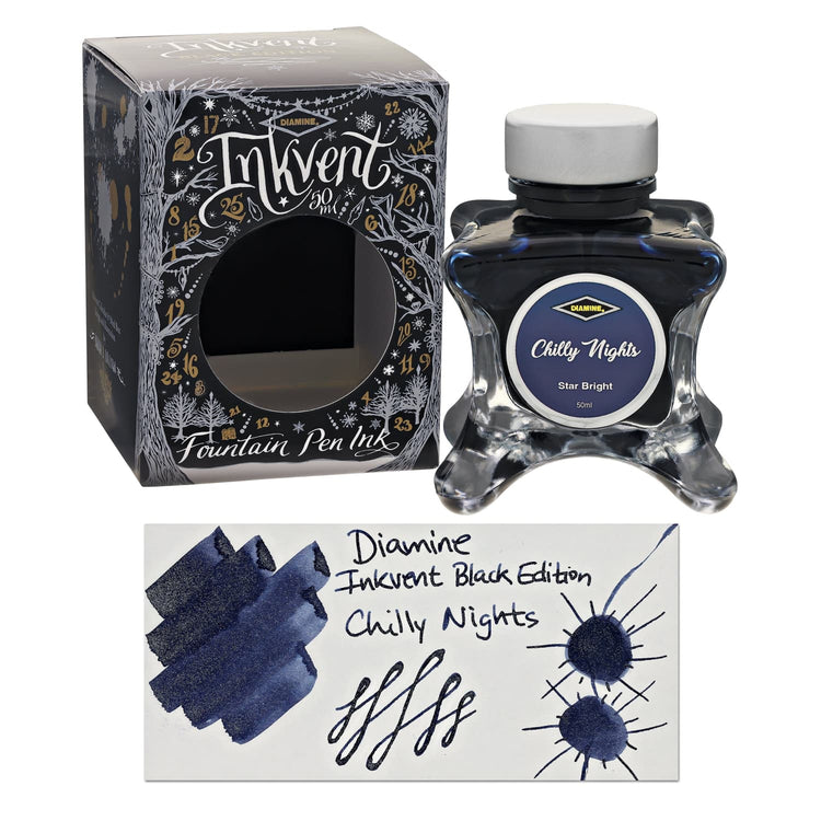 Diamine Inkvent Black Edition Starbright Bottled Ink in Chilly Nights - 50 mL Bottled Ink