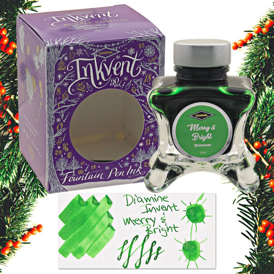 Diamine Inkvent Purple Edition Shimmer Bottled Ink in Merry & Bright - 50 mL
