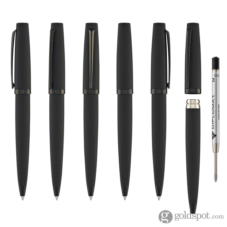 Diplomat Viper Ballpoint Pen in Black Guilloche Ballpoint Pens