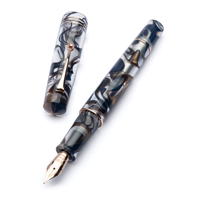 Leonardo Momento Zero Grande Fountain Pen in Sole with Rose Gold Trim