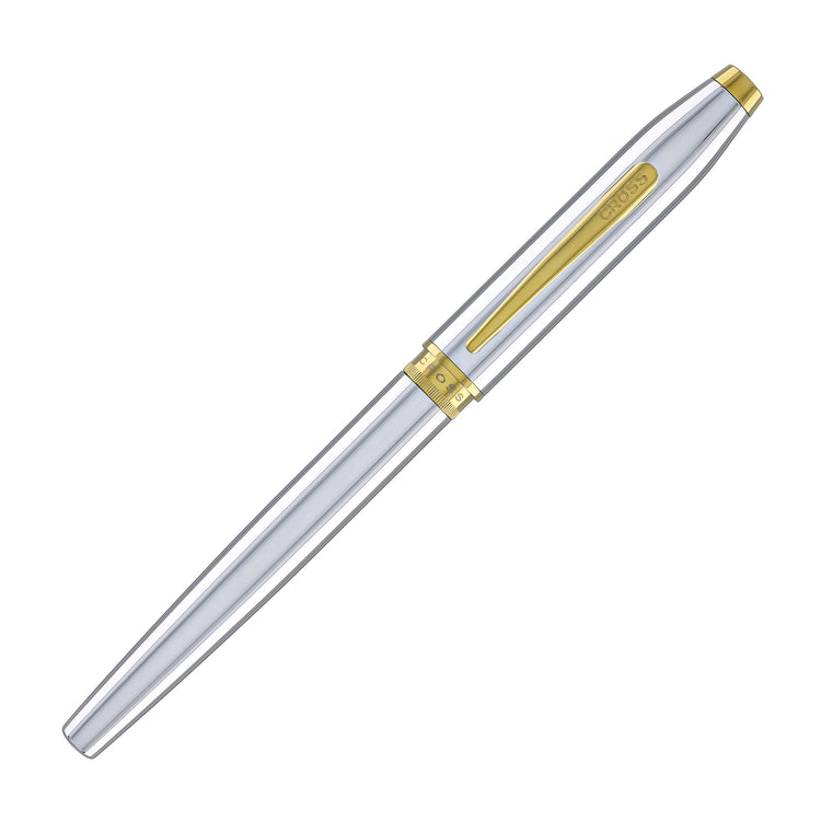 Cross Foundry Rollerball Pen in Polished Chrome with PVD Gold Appointments