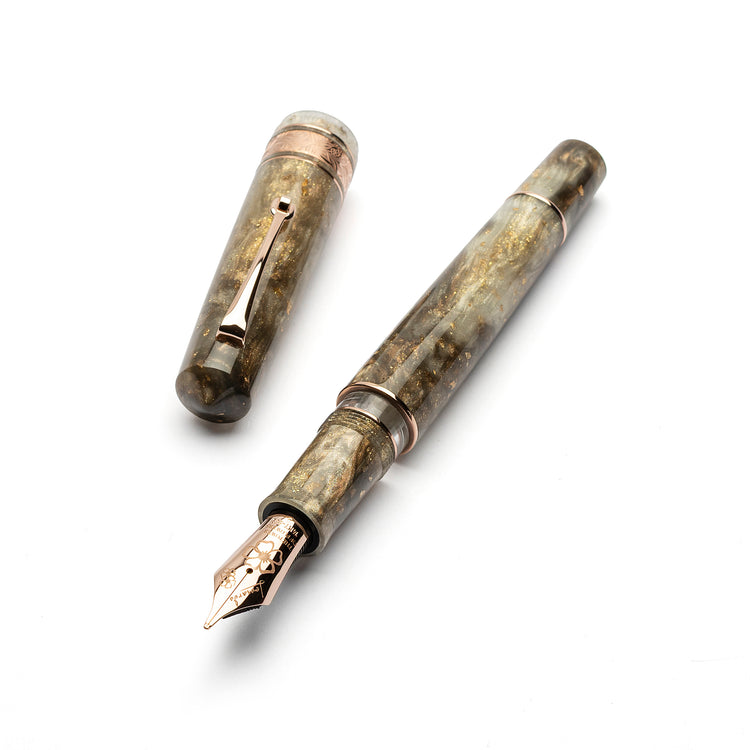 Leonardo Momento Zero Grande 2.0 Fountain Pen in Cosmos Chocolate Flower with Rose Gold Trim No. 6 Nib