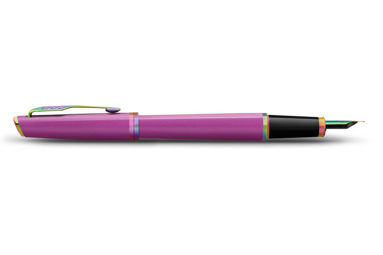 Parker Meridian Fountain Pen in Grape Lacquer with Rainbow Trim