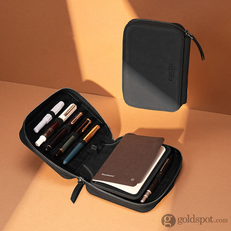Endless Companion Leather Adjustable 10 Pen Pouch in Black Cases