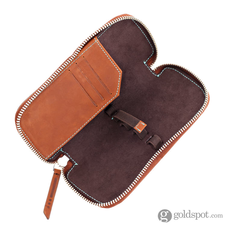 Endless Companion Leather Adjustable Pen Pouch - 3 Pens Brown Cases