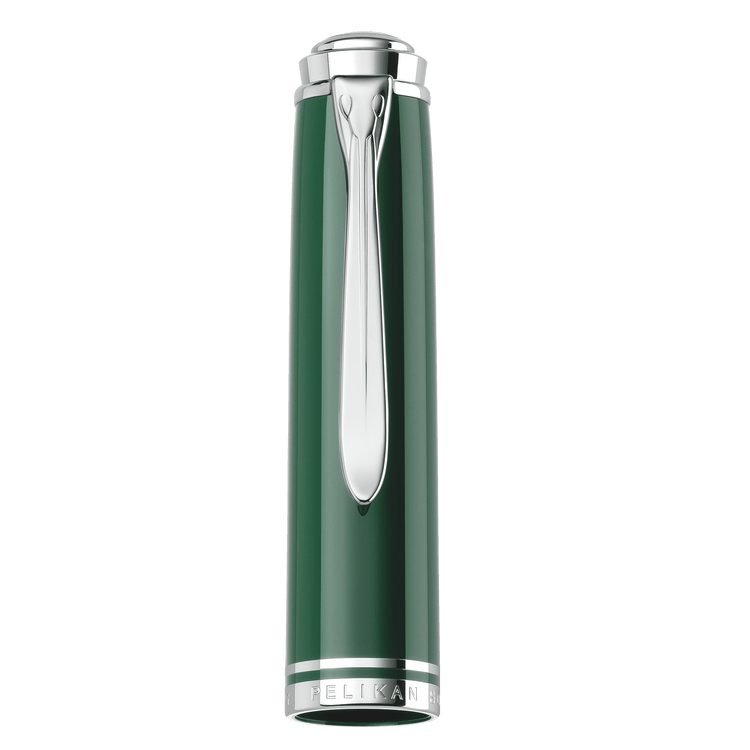 Pelikan Souveran M815 Fountain Pen in Metal Striped Green with Silver Trim - 18K Gold Special Edition