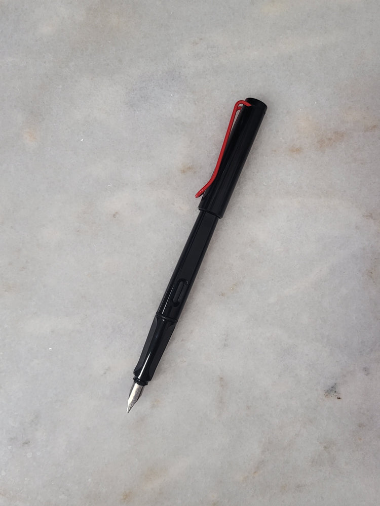 Misfit Item 0125 Lamy Joy Calligraphy Fountain Pen in Shiny Black with Red Clip - 1.1 mm Stub Nib