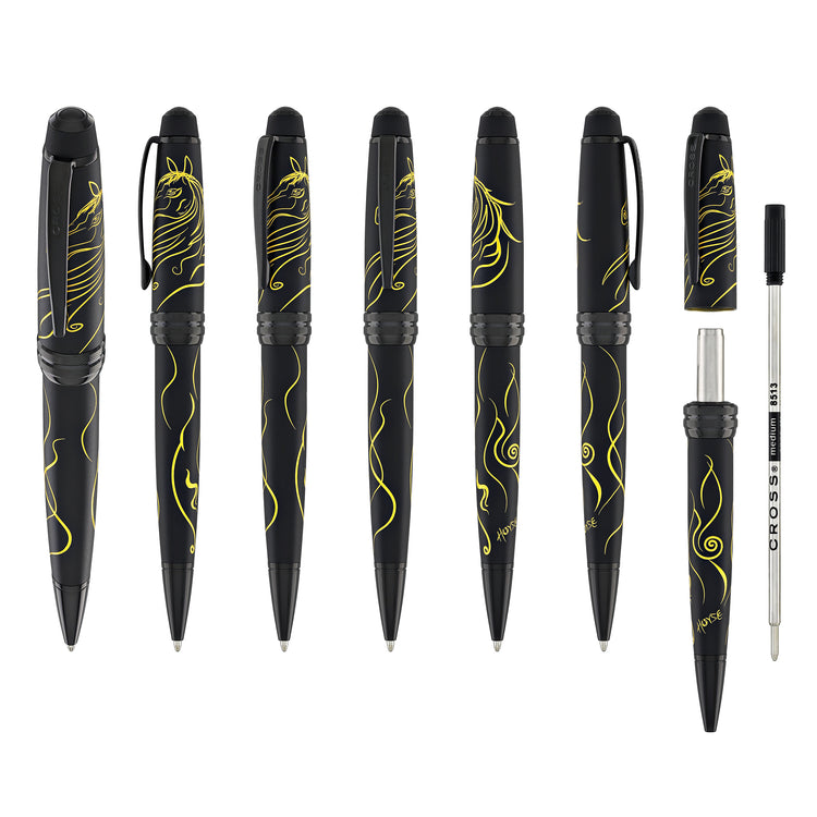Cross Bailey Zodiac Year of the Horse Ballpoint Pen in Matte Black with Black PVD Appointments