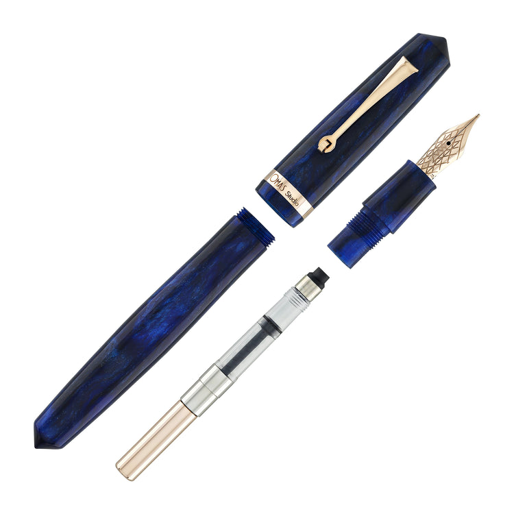 OMAS Studio Fountain Pen in Azzurro Diamante with Rose Gold Trim