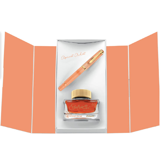 Pelikan Classic M200 Fountain Pen & Edelstein Ink Bottle in Apricot Achat 2025 Set
