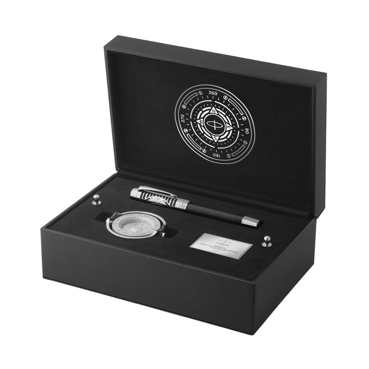 Parker Duofold Legacy of Flight Fountain Pen in Matte Black with Palladium Trim - 18K Gold