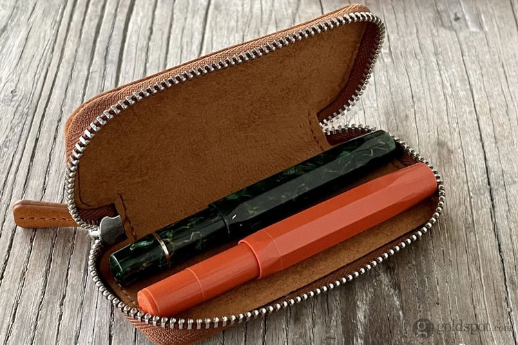 Galen Leather 2 Pen Case for Kaweco - Pocket Pen in Crazy Horse Brown Pen Cases