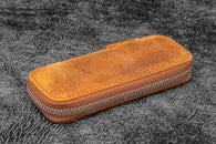 Galen Leather 2 Pen Case for Kaweco - Pocket Pen in Crazy Horse Brown