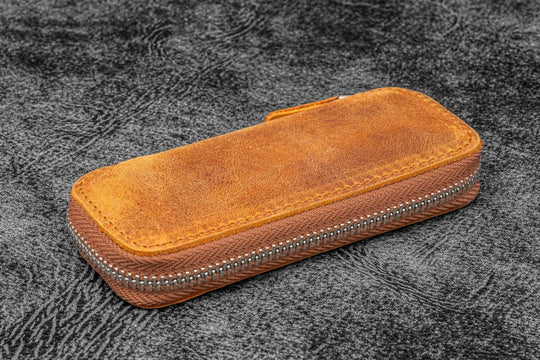 Galen Leather 2 Pen Case for Kaweco - Pocket Pen in Crazy Horse Brown