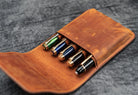 Galen Leather Five Slot Flap Pen Case in Crazy Horse Brown Pen Case