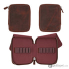 Galen Leather Pen Case Zippered 10 Slots in Orange Pen Cases
