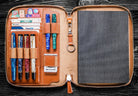 Galen Leather Zippered A5 Notebook Folio in Brown Pen Case