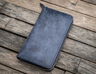 Galen Leather Zippered Three Pen Case in Crazy Horse Navy Blue Pen Case