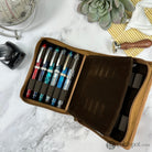 Girologio 12 Zippered Pen Case in Saddle Tan Cases