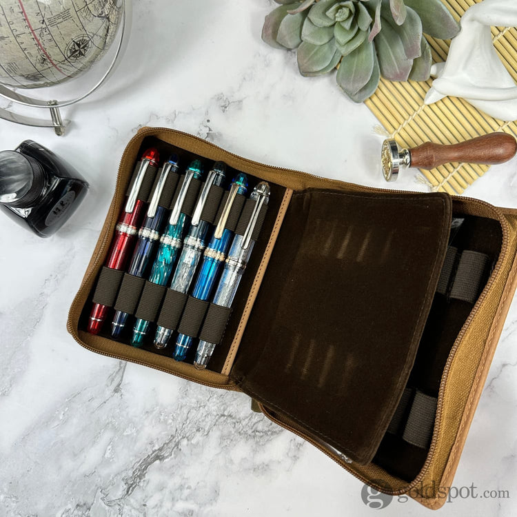 Girologio 12 Zippered Pen Case in Saddle Tan Cases