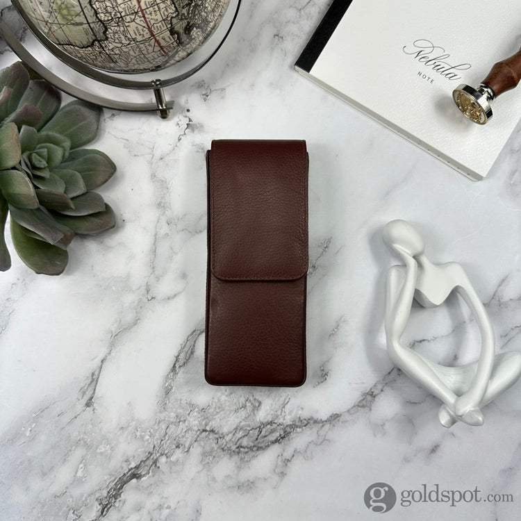 Girologio Triple Magnetic Closure Pen Case in Antique Brown Cases